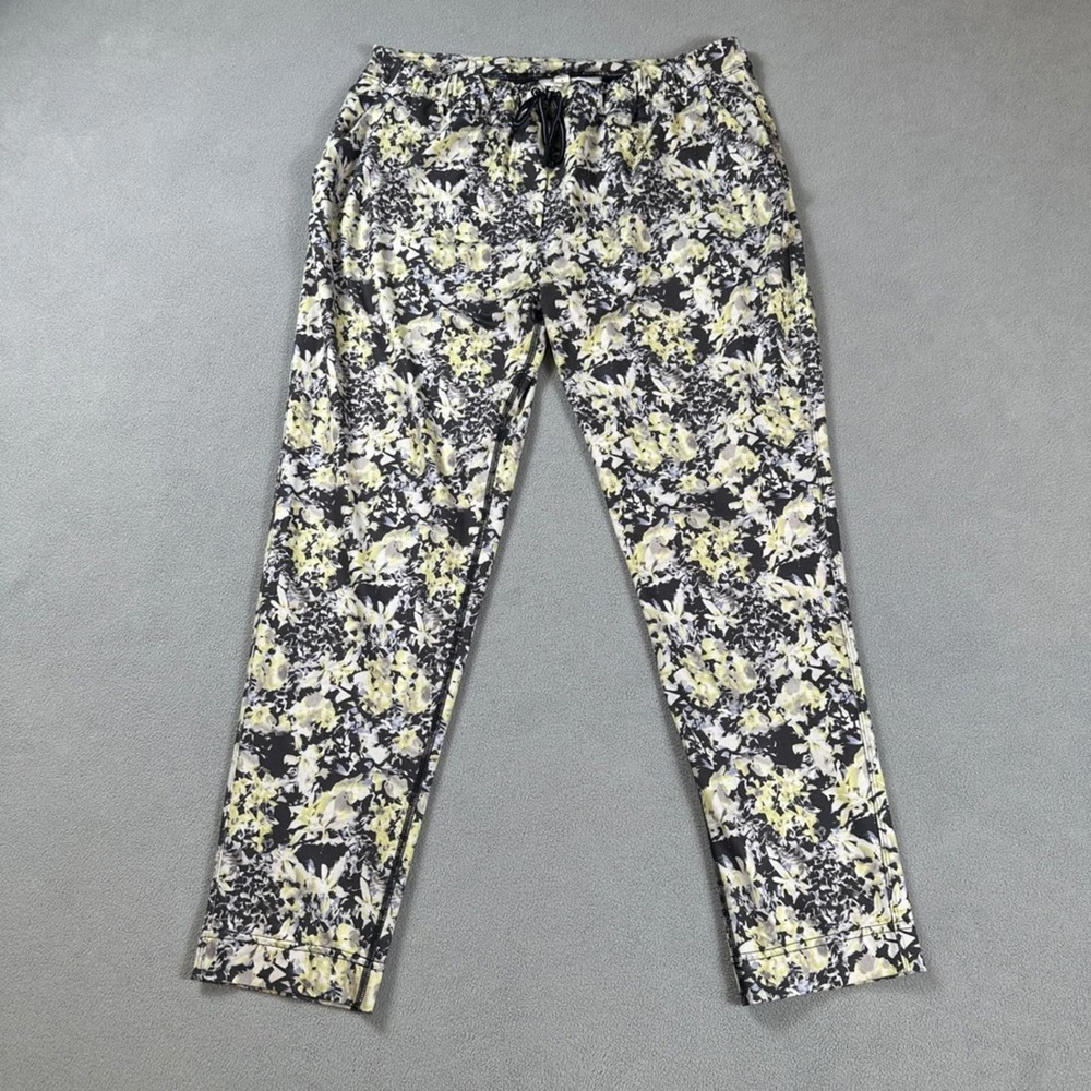 Lululemon Athletica Women Floral Jogger Pants Black Yellow White Size 8
